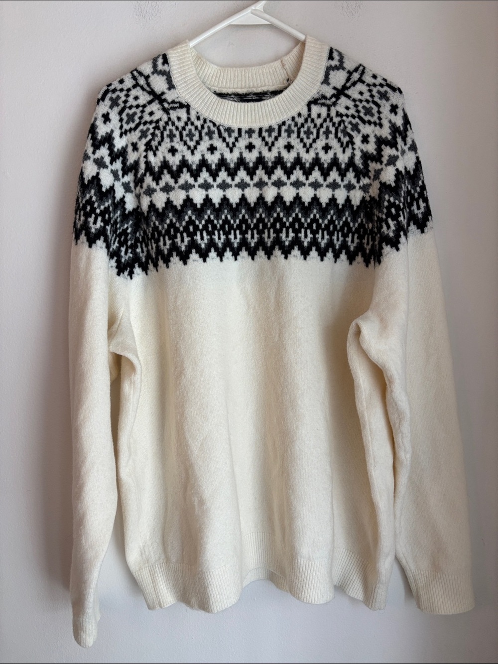 Gap Fair isle women’s Cream & Black Nordic Yoke fair isle wool blend Sweater XL
